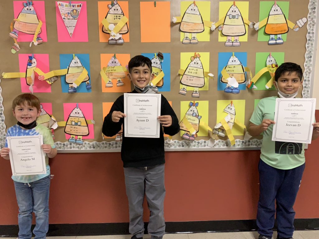 Congratulations to these XTra Math rockstars! These 3 students received certificates of achievement for their addition and subtraction skills. <a href="/ZywickiR/">Dr. Robert R. Zywicki</a> @MathWithMrsM <a href="/KatVizzone/">Kat Vizzone</a> <a href="/CMSmtolive/">CMS Elementary School</a>