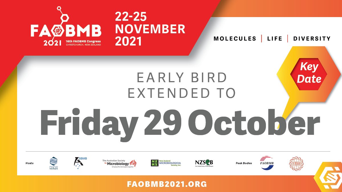 Two days to go! Early bird registration closes this Friday for our virtual Congress behing hed 22-25 November. Register at faobmb2021.org