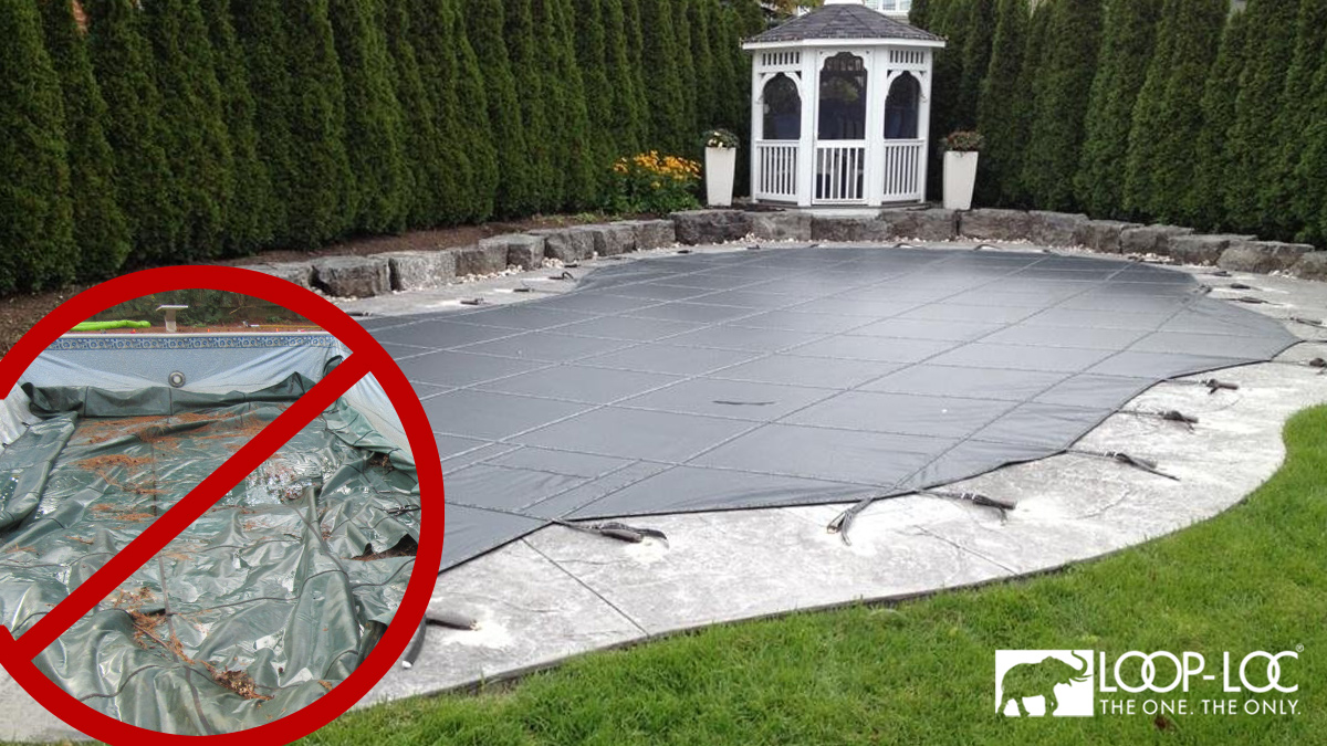 LoopLoc's tweet photo. If your pool cover is not in the best shape, keep it off your pool. There’s still time to receive your new cover before #winter. Order a new one today and get a 15-year pro-rated warranty! #looploc #poolcover #poolcovers #closingpool #safetycover #bestpoolcover #backyard #fall https://t.co/Q2zHnr3wn7