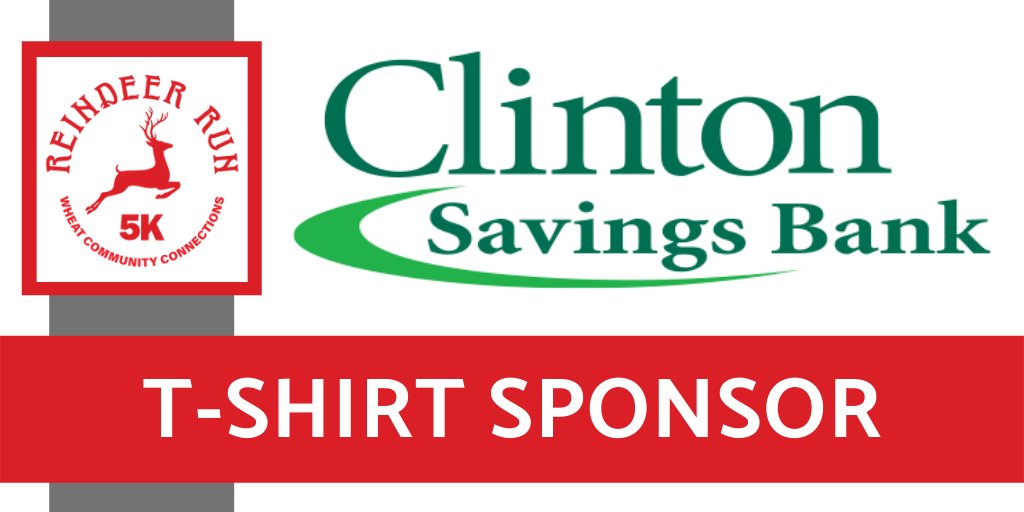 uwoftc's tweet photo. Thank you @ClintonSavings for being a T-Shirt Sponsor for this year's Reindeer Run 5K in support of WHEAT Community Connections!  https://t.co/YU90ZwoA3u https://t.co/OleuG3XE7r