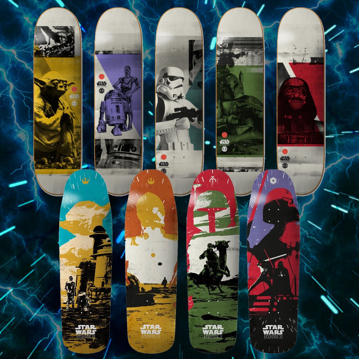 TGM Skateboards on "Brand new Element x Star Wars Limited Edition decks are in stock NOW! 5 popsicle boards &amp; 4 Old School https://t.co/9qyUKa4Yeq https://t.co/Dwxd73wwWF" / Twitter