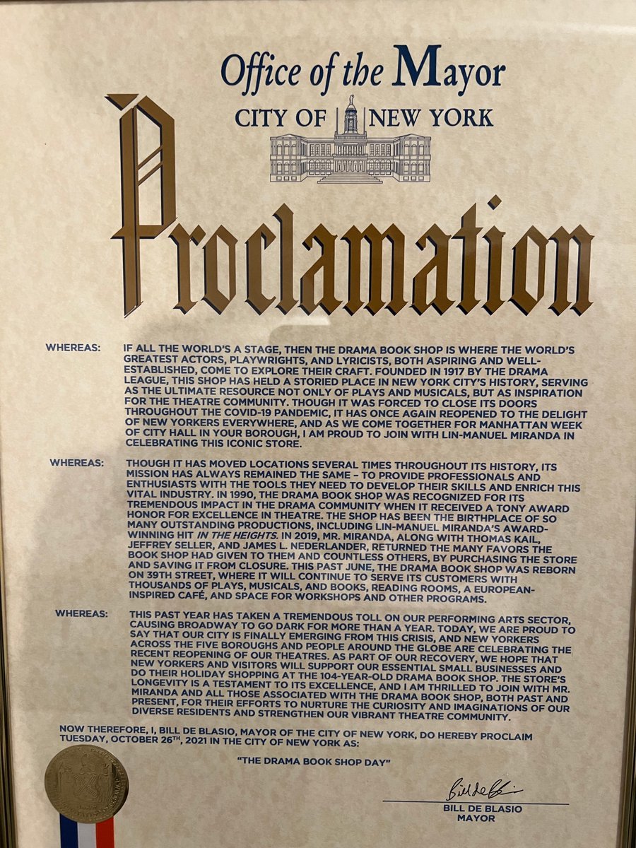 Happy "THE DRAMA BOOK SHOP DAY" everyone! October 26th! It has been proclaimed, so it must be true! -LMM