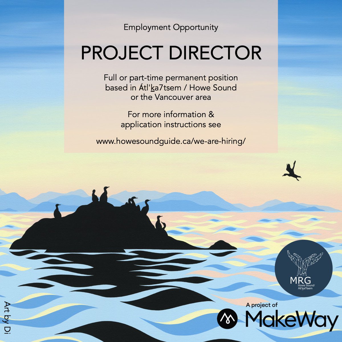 #JobAlert #JobOpportunity

@HSA_MarineGuide, a project of @MakeWay, is seeking a Project Director! Come join a great team & community that are working 2 protect ocean & community health in #HoweSound/Átl'ka7tsem! 

Apply here: howesoundguide.ca/we-are-hiring/ 

Closes Nov 12, 2021

Plz RT