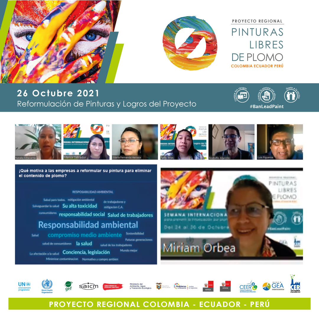 ceer_ec's tweet photo. Agradecemos la participación de las diferentes instituciones, empresas y público en general de Colombia, Ecuador y Perú que asistieron al evento de hoy en el marco de la Semana Internacional para prevenir la Intoxicación por Plomo 2021.
#BanLeadPaint #ILPPW2021 #CeerEc #GrupoGea https://t.co/NPmaDfE6cQ