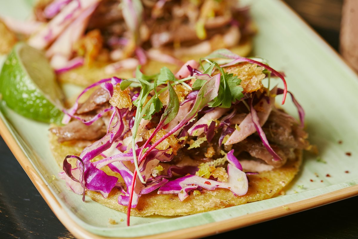 Tacos, margaritas, siesta, repeat. 
*We now offer online ordering for pick up &amp; delivery directly through our site! Link in bio to order* #LifeHappensTequilaHelps #TacoTuesday
📸  Mojo Duck Tacos: guajillo, red cabbage slaw, plantains, duck crackling