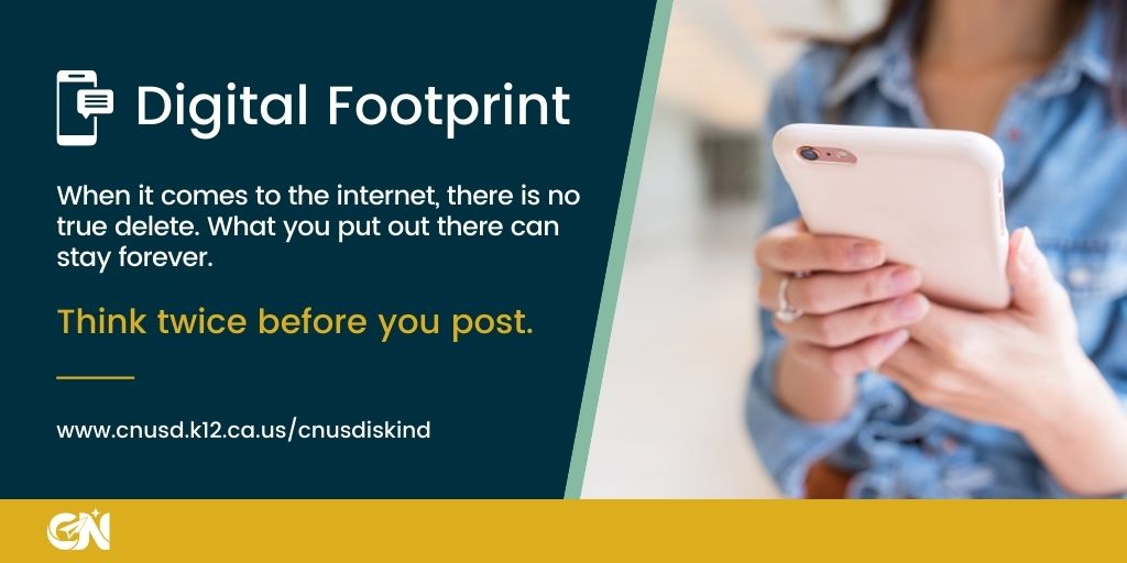 CNUSD's tweet photo. Remember to be kind online! Think twice before you post.
For Bullying Prevention resources and more, visit https://t.co/HBjc1PSJDb.
#CNUSDisKind #BullyingPreventionMonth https://t.co/LDg5P6HGnG