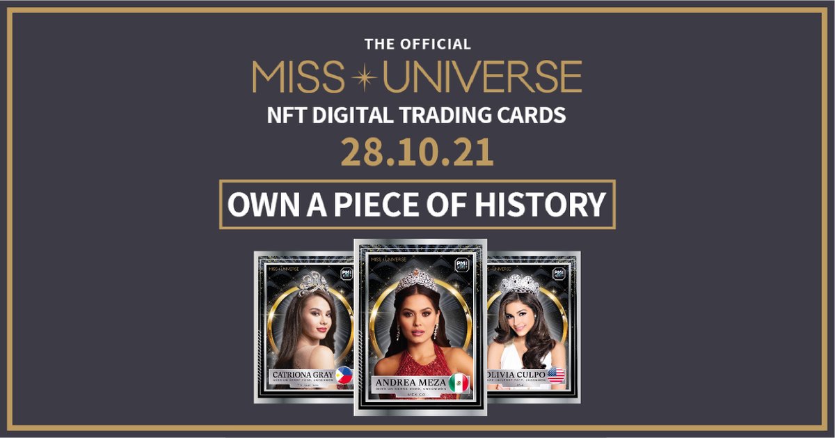 MissUniverse's tweet photo. Official #MissUniverse collectibles are coming to WAX on Oct. 28th! We're giving away 500 exclusive Miss Universe Packs. @PmiNft 

To Enter...
🔹Like &amp; Retweet
🔹Follow @MissUniverse &amp; @pminft
🔹Comment your WAX Wallet address 

Goodluck!

https://t.co/Yvj3pte0Kn https://t.co/TlM6XKV6dB