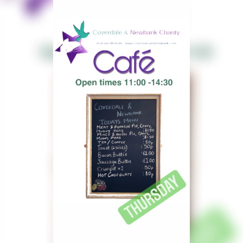 CandNCommunity's tweet photo. Coverdale &amp; NewBank Cafe will be open this Thursday morning 11am - 14:00 ☕️ 

This week we have added Meat Pies as well as bacon Butties &amp; A Brew on the Menu for £1 

M12 4DY 

To join our Community Grocers - Visit our Website ⬇️ 

https://t.co/YFIM44LR3G https://t.co/VkHopxwKzD
