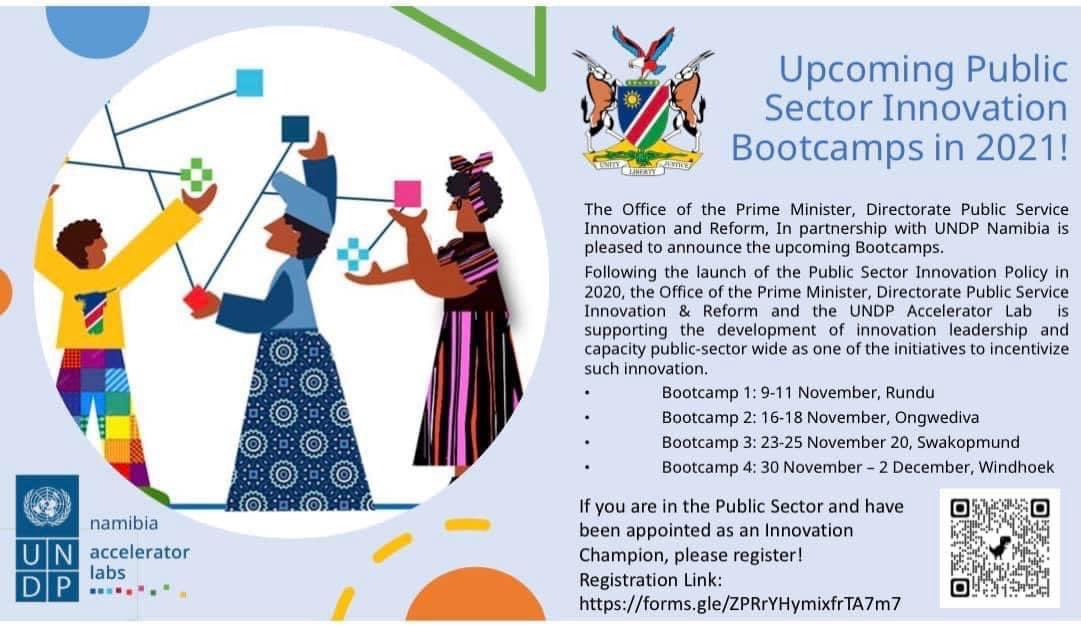 UNDPNamibia's tweet photo. π£ Calling all Public Sector Innovation Champions in π³π¦ to join us for the upcoming bootcamps.
T&Cs: Ensure that you have been appointed by your O/MA, RC, LA or Public Enterprise.
#PublicSectorInnovation #Bootcamps #AccLab #AccLabNam https://t.co/H0e68FYrwY