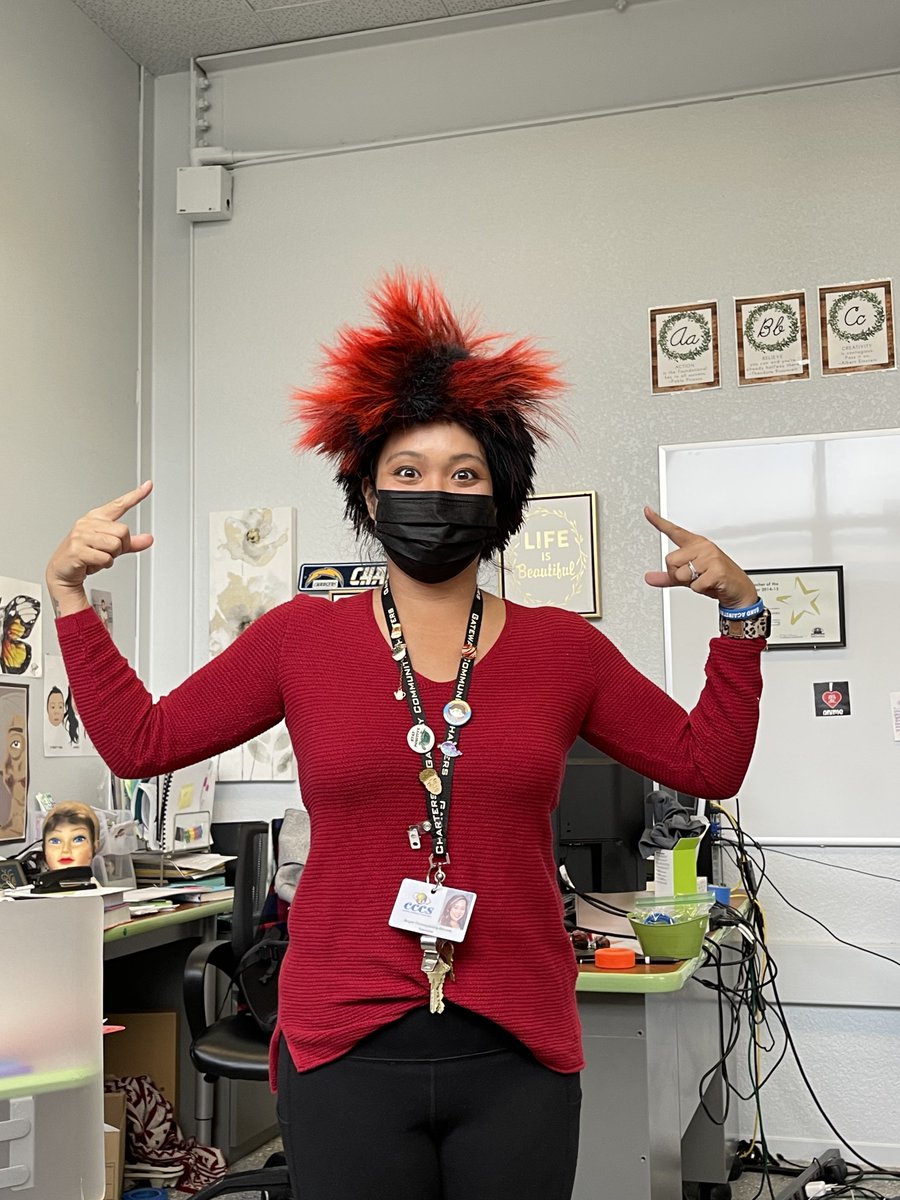 CCCS_School's tweet photo. It's Silly Self Spirit Day at K-8! Principal Campbell and VP Briones are letting out their wacky selves! #ckh #Phoenix #werise #cccsk8 #gcc_charters #Spiritweek https://t.co/tR9qDMN5P4