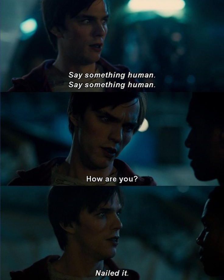 CinemaWoman__'s tweet photo. Who can relate? Swipe >>> 

Warm Bodies (2013) 
Director: Johnathan Levine 

#warmbodies #warmbodiesquotes #quotes #warmbodiesedit #warmbodiesr #moviequotes #film #filmquotes https://t.co/IoCZTyC0Cc