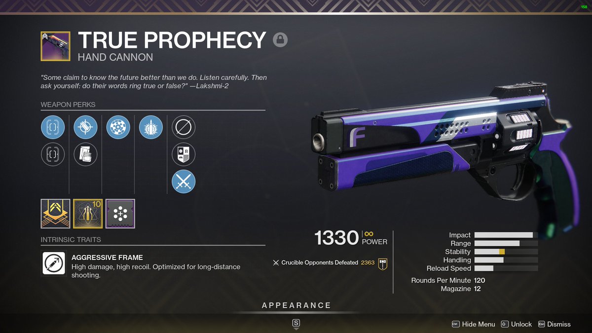 OmicronLabs's tweet photo. @Gleauxx True Prophecy is still one of the best. My all-time favorite PvP weapon in Destiny 2. https://t.co/eVs6yVQSEI