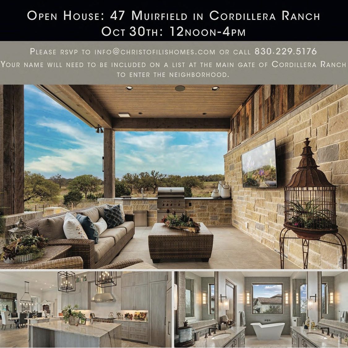 ChristofilisCH's tweet photo. Guess what’s just around the corner…our open house featuring our new model home! Join us this Saturday, October 30th from 12pm-4pm! Please RSVP at (830)229-5176 or email info@christofilishomes.com. Visit https://t.co/W0k28FqbvR for more info
#modelhome #openhouse #customhome https://t.co/SBPLXFzDMr
