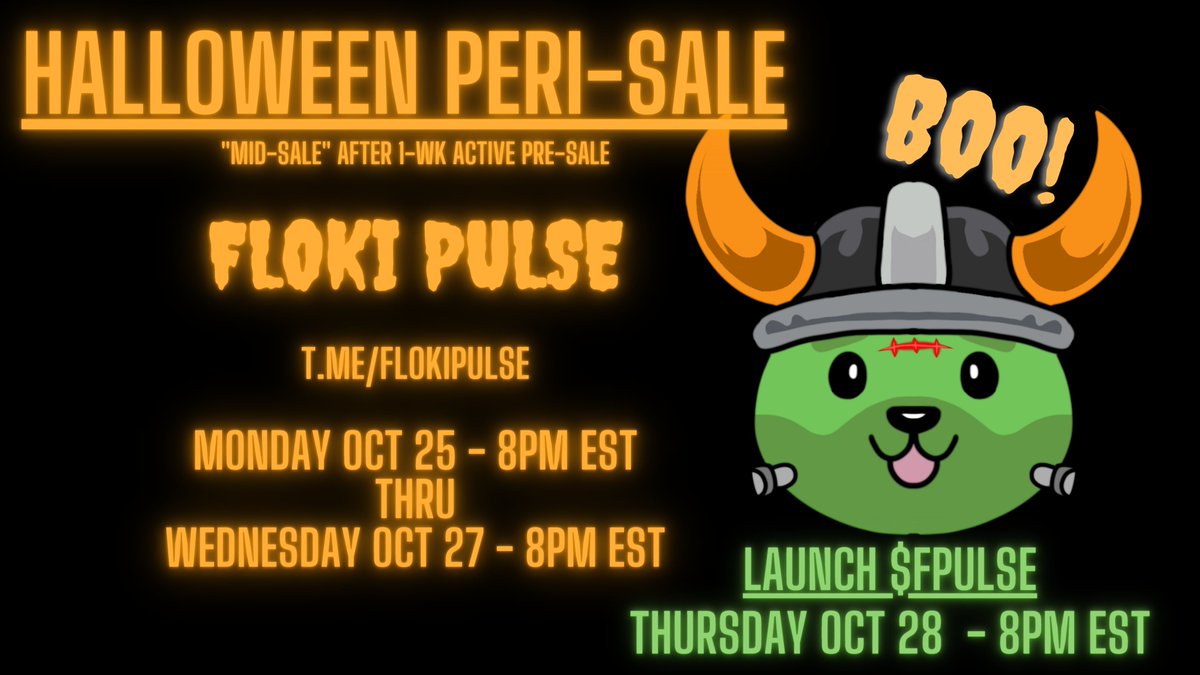 mistressphilo's tweet photo. 🎃FLOKI PULSE $FPULSE - 🚀from devs https://t.co/kq37geDNc4 &amp; https://t.co/IPkbid9tWe

💰1% reflections / 1% liquidity / 1% marketing
⛓️1:1 airdrop PulseChain
⏰BUY PRESALE 'TIL 10/27 8PM EST: https://t.co/OSFwcsATP1

🚨LAUNCH 10/28 9PM EST - https://t.co/cJ2peD56FF 
#flokipumps https://t.co/t9DWcP59gG