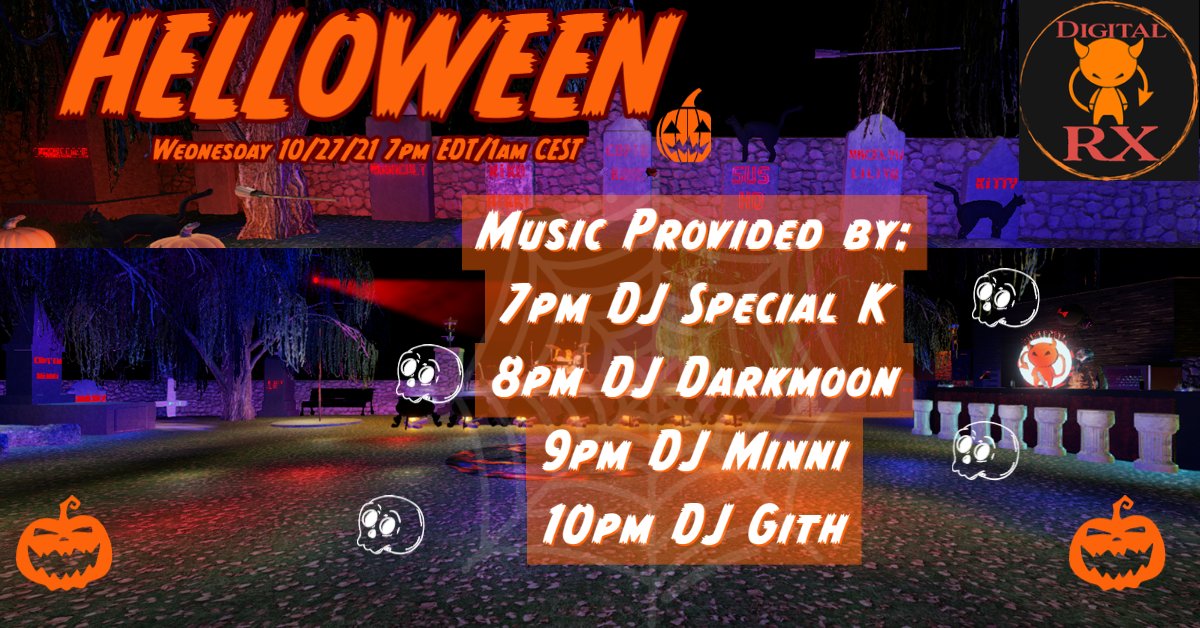 drx_rx's tweet photo. Wednesday 10/27 at 7pm ET/1am CET come out and party for the last opening of HELLOWEEN of the year! Bust out some cool costumes and listen to the tunes of DJ @special_k3dx , DJ Darkmoon, DJ Minni, and DJ Gith!
#drx #drxroom #drxdjs https://t.co/ufAMxssgeZ