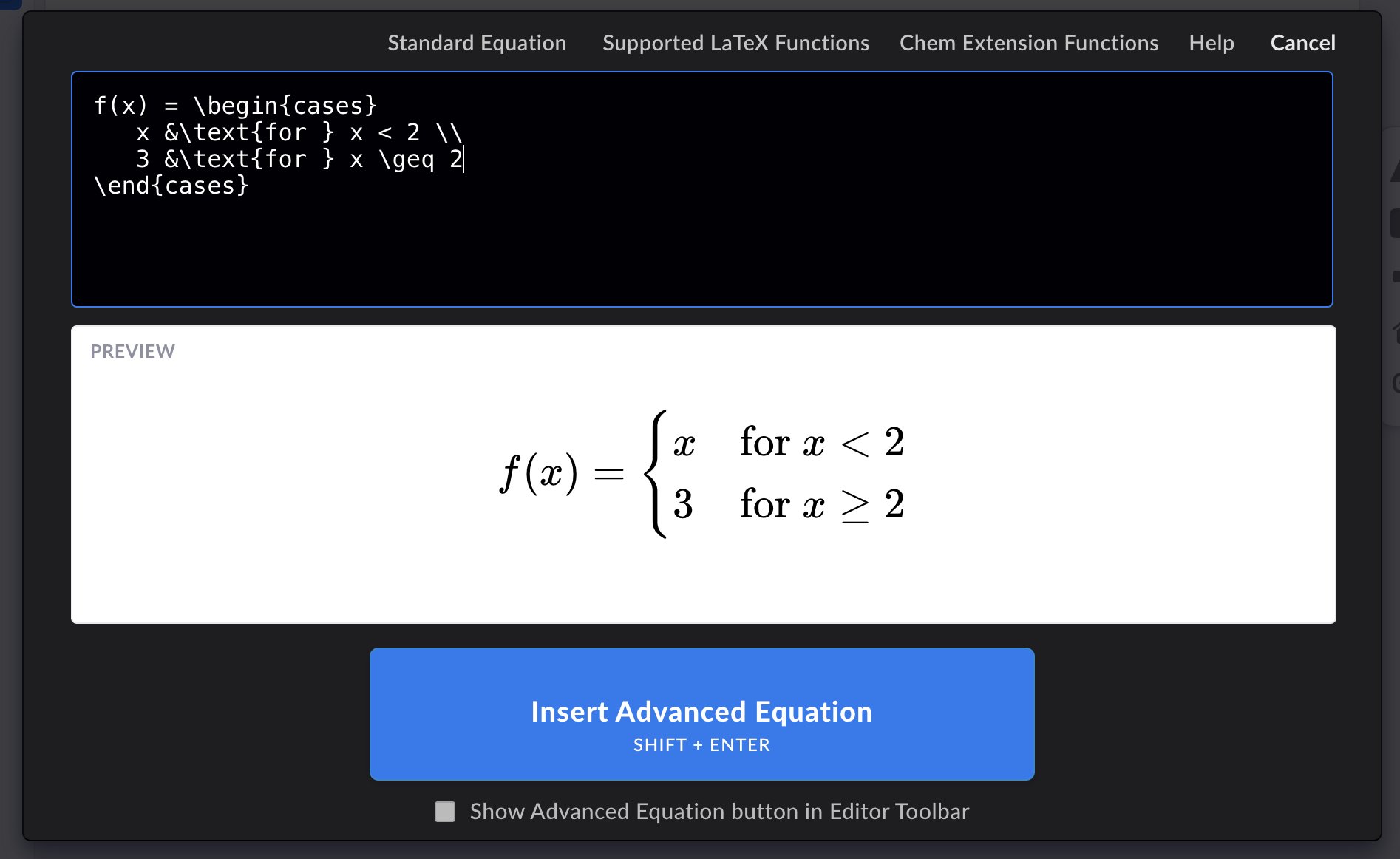 EQUATION Advanced