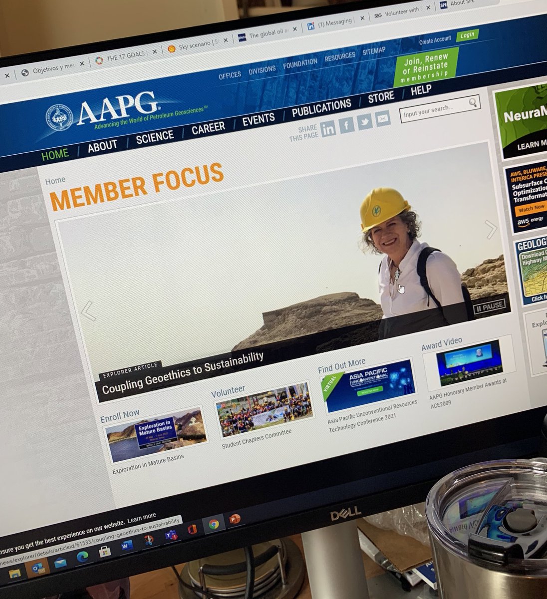 How cool is that?! First time I am on a home page of ANY professional society. Thanks <a href="/aapg/">AAPG</a>! #geo #geopeople #geoethics