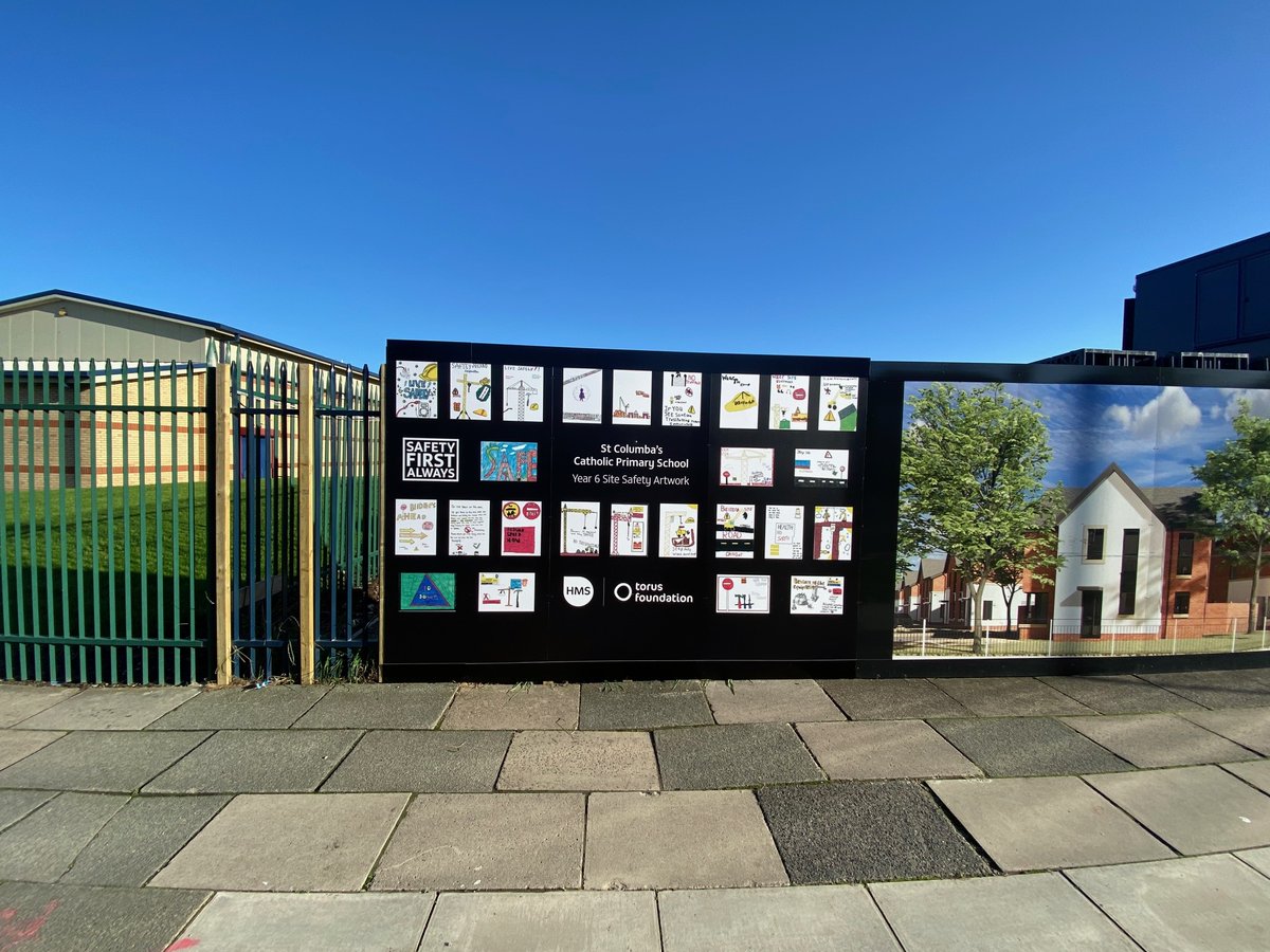 Loving the new addition to the hoarding at our Ferrersfield Development in Knowsley, big thanks to the kids at St Columbas Primary for their creating their site safety posters for us!
<a href="/TorusFoundation/">Torus Foundation</a> <a href="/TorusDev/">Follow @WeAreTorus</a> 
#sitesafety #community #loveconstruction