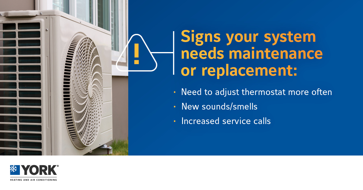 Your home HVAC system often gives clues regarding its overall operational health. Here are a few ways you can tell if your system needs a visit from your local YORK® contractor, or if you may benefit from a system replacement: on.jci.com/3vKzDCA