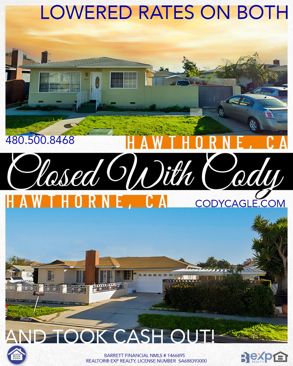 CloseWithCody's tweet photo. Two more mortgage loans for California!

#californiamortgagebroker #cashrefinance #california #azrealtor  #hawthorne #brokerlife #mortgagerefinance #halloweenweek #phoenixarizona #casmallbiz #azsmallbusiness #closewithcody #exprealty #barrettfinancialgroup #fall #closewithcody https://t.co/LB7CijH8ol