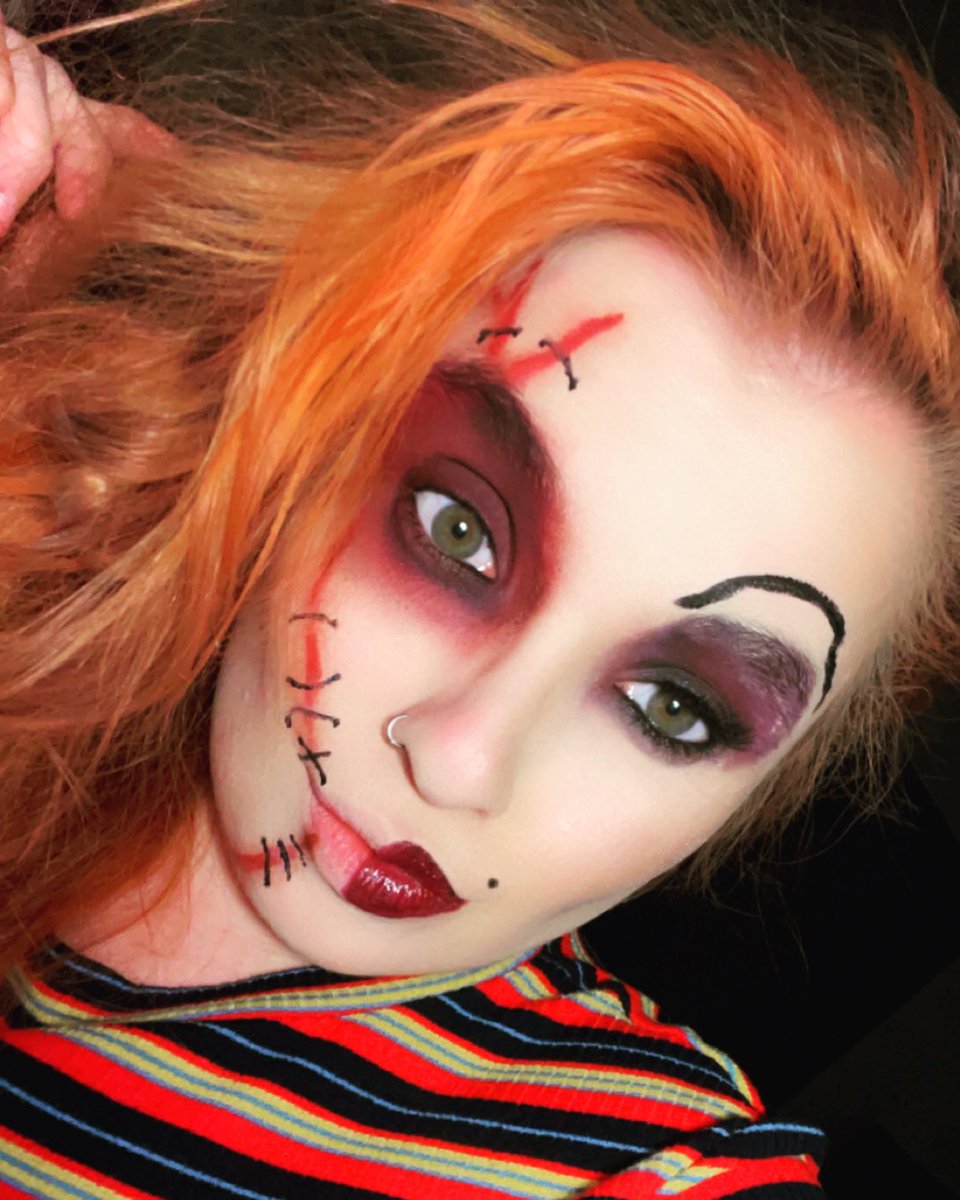 DeAnna_Caye's tweet photo. #brideofchucky #chucky #makeup #halloween it’s Halloween week, my dudes. Ahhhhhhhh. 🎃 https://t.co/VeSiWvprRh