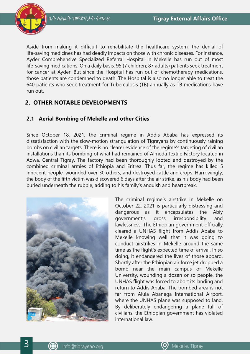 KassaHMariam's tweet photo. Government of #Tigray External Affairs Office Weekly briefing, millions in Tigray are starved to death under siege &amp; the Ethiopian govt is continuing bombing Tigray @SecBlinken @JosepBorrellF @SenatorMenendez @RepGregoryMeeks @USAmbUN @jakejsullivan @antonioguterres @PowerUSAID https://t.co/UHXijMHGws