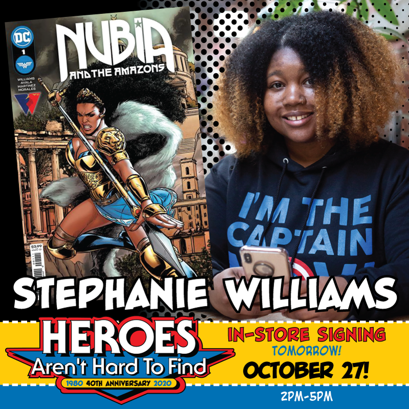 heroesonline's tweet photo. TOMORROW, OCTOBER 27!!!
Don't miss @Steph_I_Will at Heroes Aren't Hard to Find signing her new book NUBIA AND THE AMAZONS from 2pm-5pm!!
You can also catch Stephanie at #GSCMC Nov 6-7!
https://t.co/2bVNrs3ZCi
#Nubia #NubiaAndTheAmazons #UnderTheWaterTower #InStoreSigning https://t.co/jedq1jKkVo