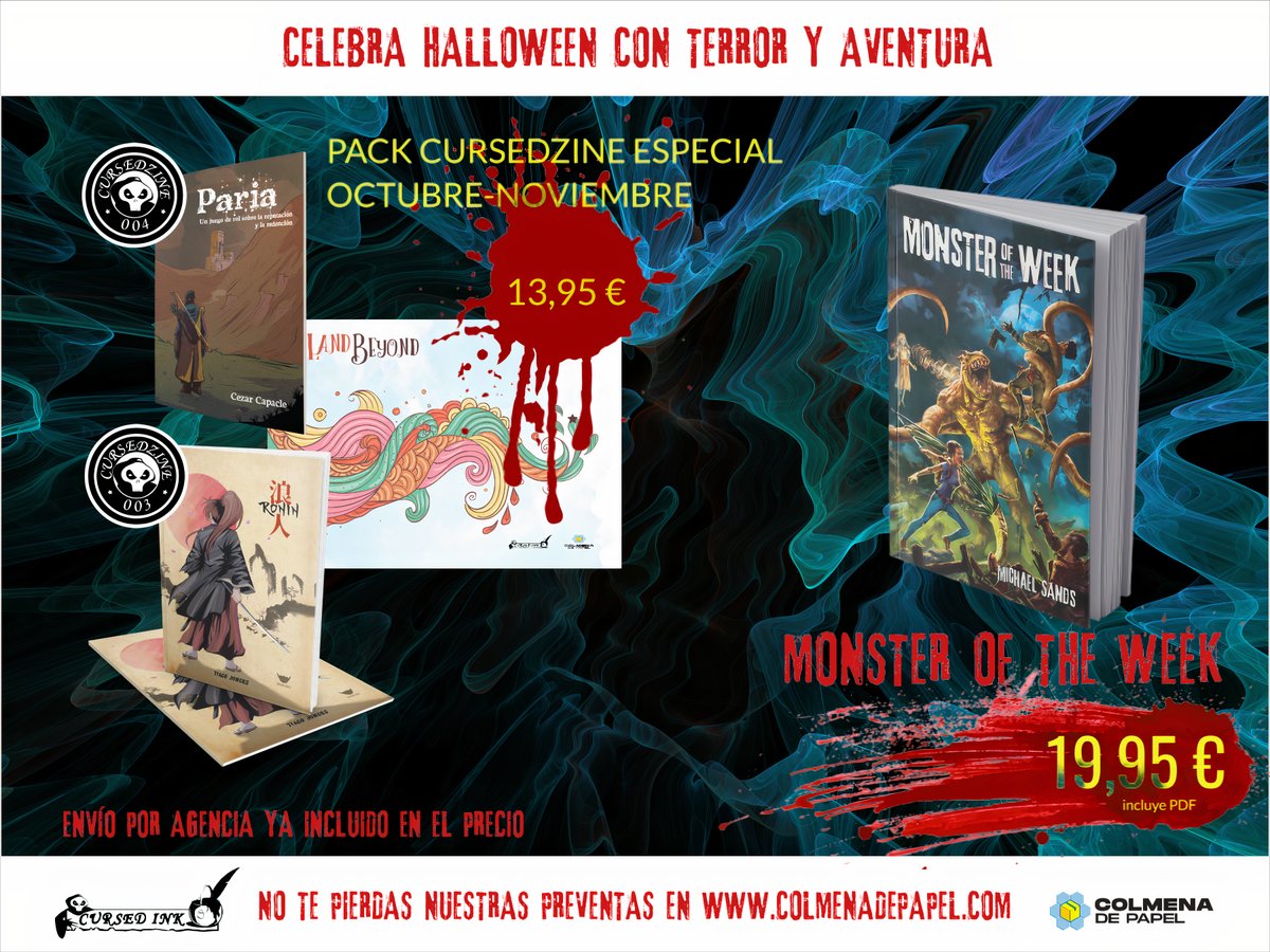 CursedInk2's tweet photo. Es casi medianoche y algo malvado acecha en la oscuridad. Bajo la luz de la luna, ves algo que casi para tu corazón... ¿Es el hombre lobo? ¡No, son las ofertas en preventa de Cursed Ink y @colmenadepapel!
Monster of the Week, 19.95€ envío por agencia ya incluido en el precio. https://t.co/nm6pFwS4tP