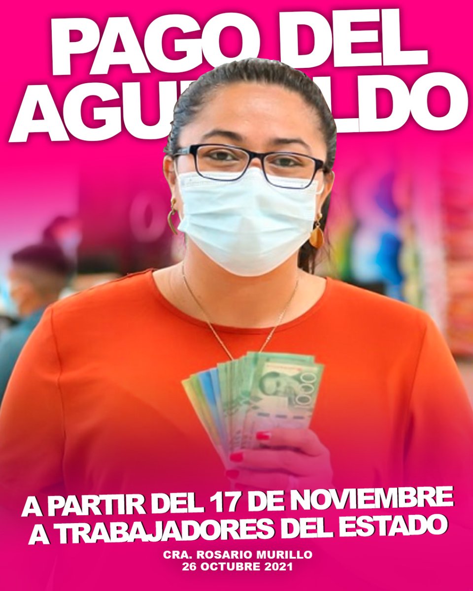 LaMilpaRev's tweet photo. ❗Trabajadores del Estado recibirán el pago del treceavo mes (aguinaldo) a partir del miércoles 17 de noviembre.
✊🏽 🔴⚫

#TodosJuntosVamosAdelante 
#UnidadParaLaProsperidad 
#OctubreVictorioso 
#Nicaragua https://t.co/Y4QS5wUoJc