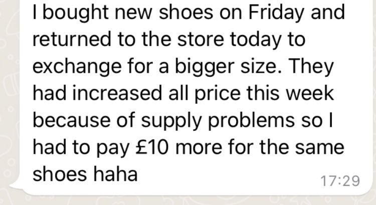 DuncanLamont2's tweet photo. Genuine message received from a colleague this evening. #InflationIsComing
Should’ve driven a harder bargain and sold them back at the new price though https://t.co/HWTW3zLbxw