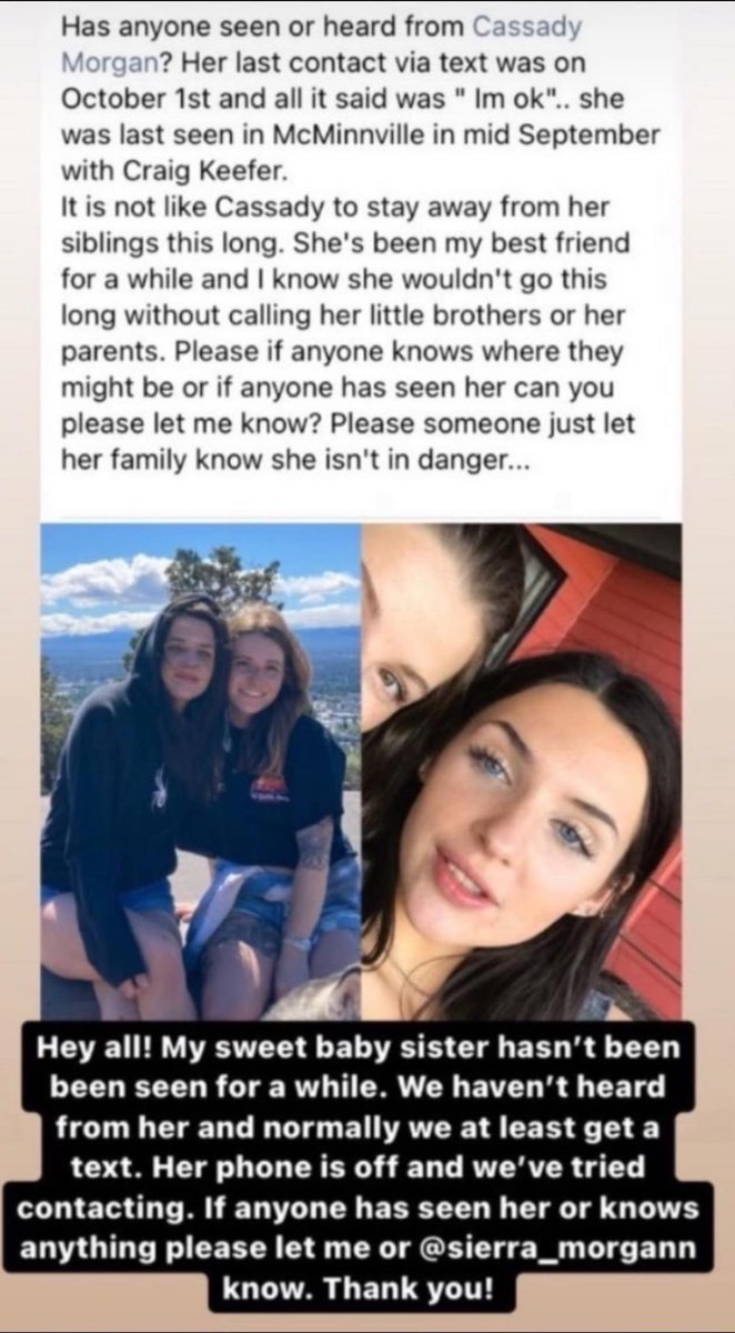 Natillywolf's tweet photo. @BrianEntin Please help find Cassady Morgan! #gabbypetitofoundation https://t.co/bZCuFAsEkL