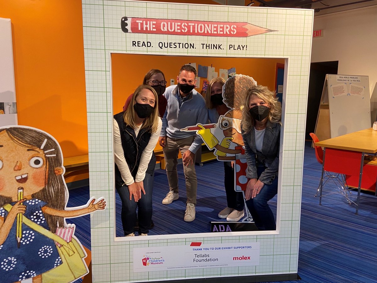 Naperville203's tweet photo. Today @Naperville203 Learning Commons Team had the opportunity to visit the @DuPageChildrens and The Questioneers Exhibit!  Follow the link to learn more: https://t.co/oBpCstMeOG #BeBold203 #TheQuestioneers #readquestionthinkplay https://t.co/1W21AMnXZi