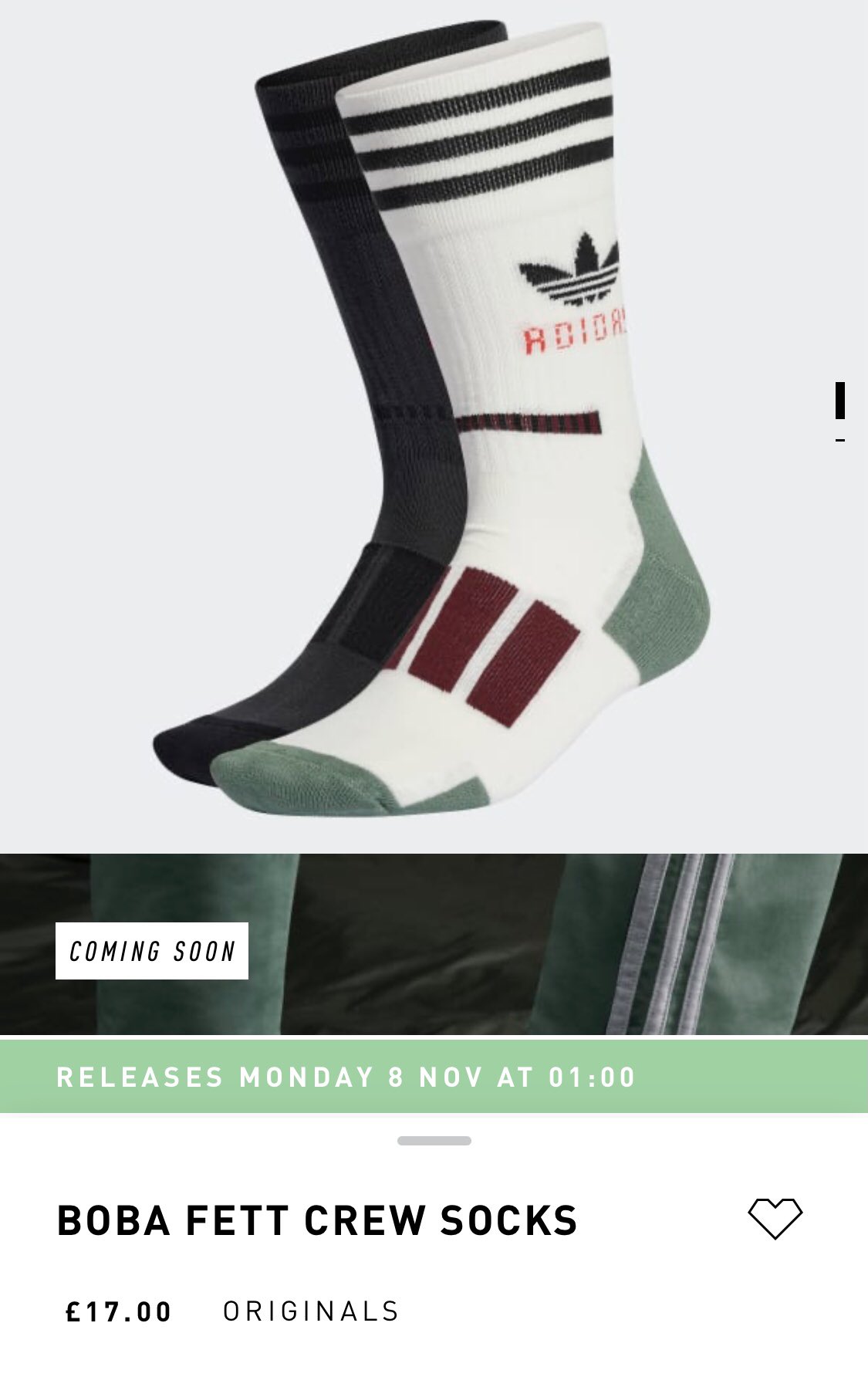 Boba Fett Fan Club on X: Adidas UK shows new official #BobaFett socks as  coming soon. Part of their “Legacy of Boba Fett” collection. The pics also  show some new shoes. The