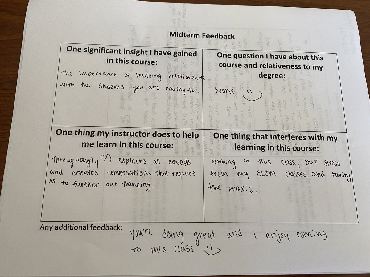 educatorJocelyn's tweet photo. I do believe we all need reminders—to let us know that we too are being effective, responsive, and supportive in helping our students learn and reach their fullest potential as they prepare to go out in the world. #feedback #collegeinstructor #highered @ECUHHP https://t.co/yucbkSrNrE