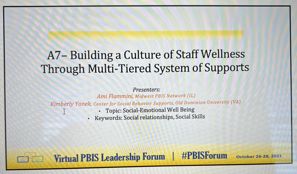 Staff Wellness needs to be considered more than ever! Can’t wait to get some great ideas for support. #PBISForum