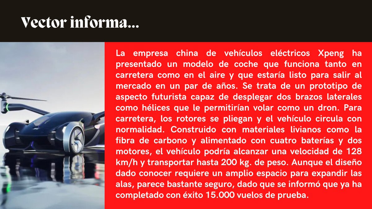 revistavector's tweet photo. ¡Auto volador chino podría producirse en masa en 2024! https://t.co/heXxE17rqc