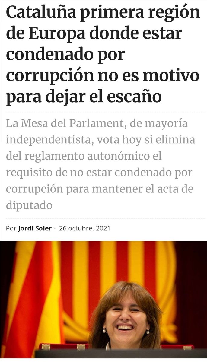Anabel_RRos's tweet photo. ❌La política catalana a la altura del betún. 

Se permite que @mhp_LauraBorras sea presidente de la mesa del Parlament pese a estar imputada por corrupción, y por si la cosa de la corruptela avanza pues votamos  @parlamentcat que este delito no sea motivo para dejar el escaño 🙄 https://t.co/QbAw1mOXZ0