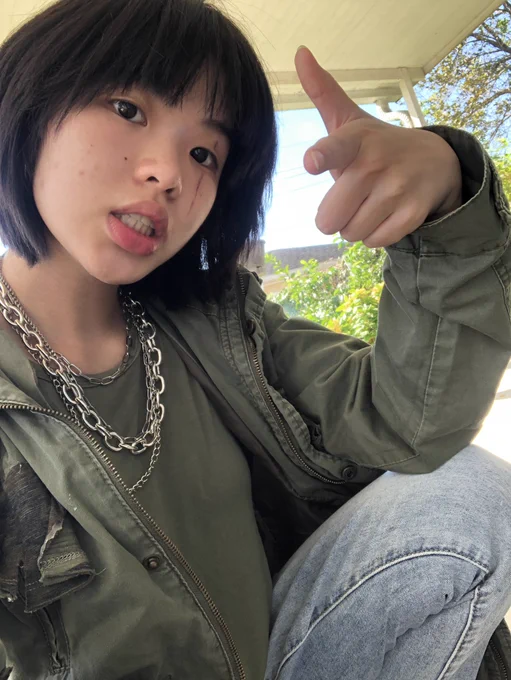dressed up as my favorite rapper today (  +ㅅ-)🔫 
