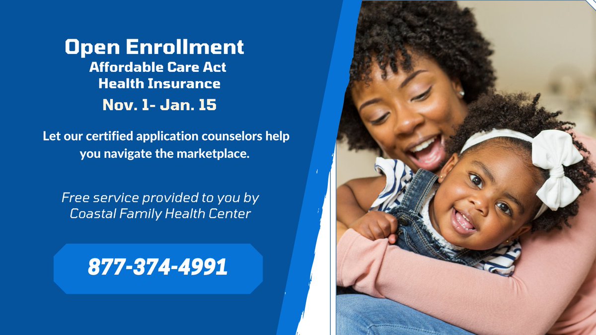 Open enrollment is around the corner. Let Coastal Family Health Center friendly certified counselors help you navigate the marketplace.