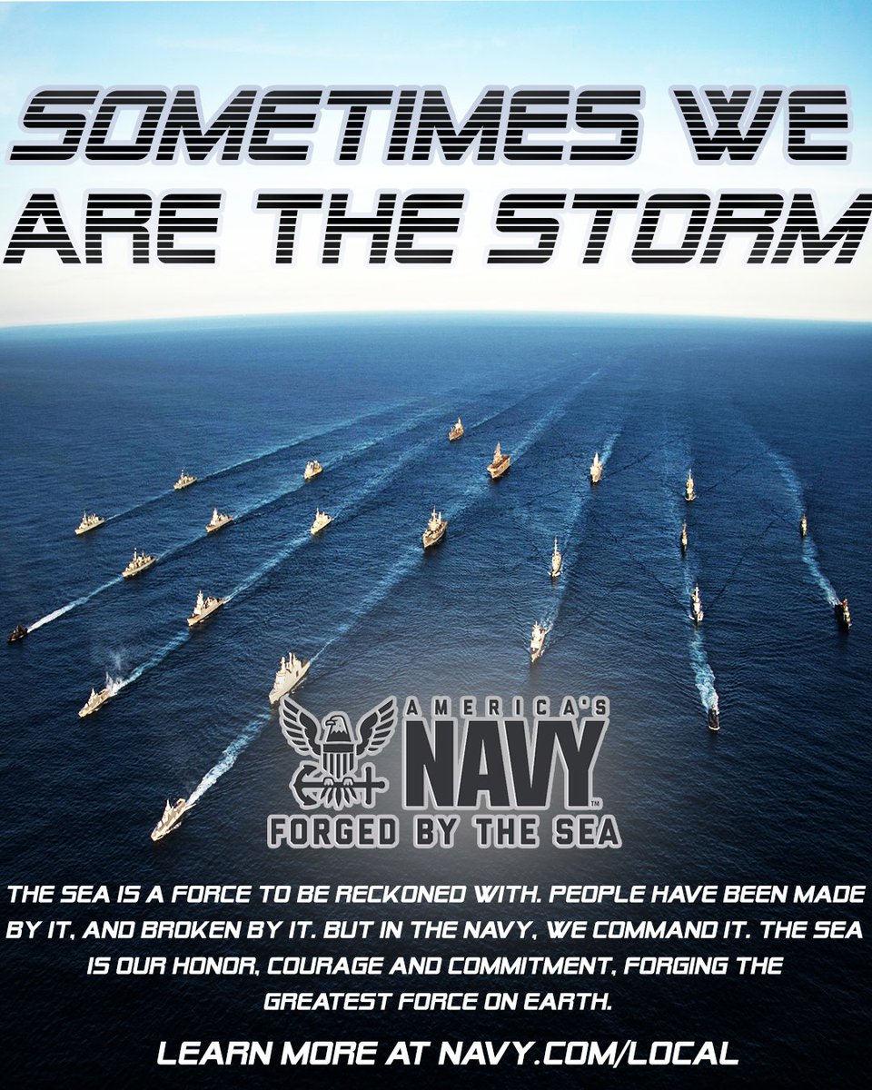 Out here, it’s not where the sea takes you, but who it makes you. This is where you test your limits, build your strength and fulfill your potential. Become a part of something bigger.

Learn more at: Navy.com/local
#Navy #storm #commitment #navyjobs #NTAG_Phoenix