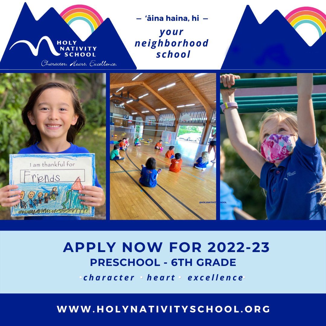 💙🌈Small school. Big experiences. Deep relationships. Apply now to Keiki 3s-6th Grade for '22-'23. Schedule a virtual campus tour to get a live look at our campus in action.

#VirtualCampusTour #VirtualTourTuesday #IndependentSchools #HNS #HolyNativitySchool ⁠#HAIS #NAIS