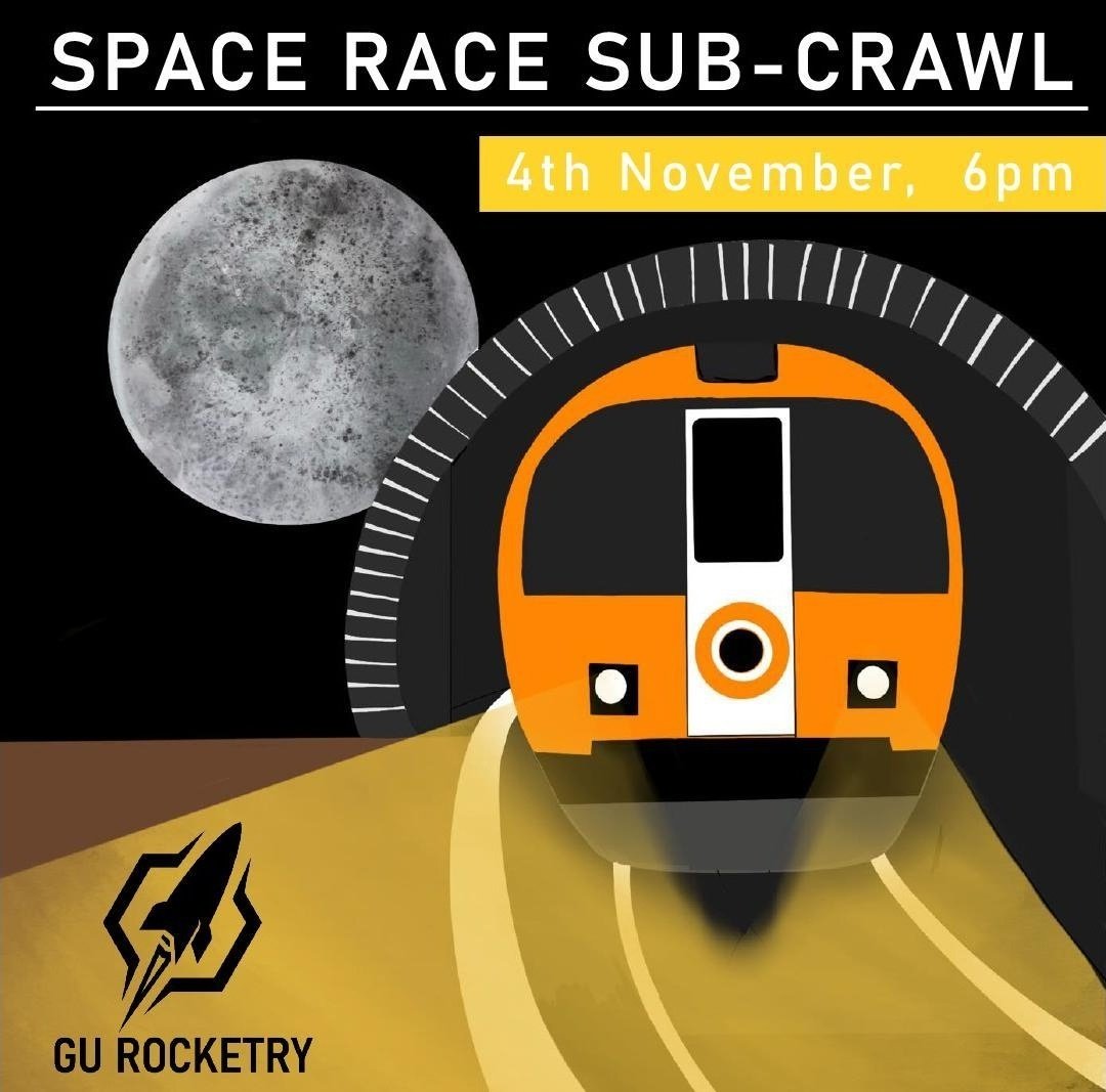 GU_Rocketry's tweet photo. Hello GU Rocketry! We have some exciting news for you! Our next social this year will be a sub-crawl, but with our own little interplanetary twist. It starts from Record Factory at 6pm on Thursday 4th November and finish at Counting House (Buchanan Street). Prepare yourselves! https://t.co/yVYGh5cj8Y