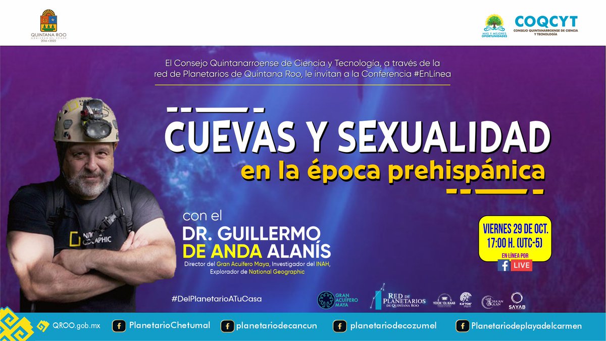 Ka'Yok' Planetario de Cancún (@planetariocun) on Twitter photo CUEVAS Y SEXUALIDAD EN LA ÉPOCA PREHISPÁNICA
Dr. Guillermo de Anda <a href="/cenotexplorer/">Guillermo De Anda</a> <a href="/ProyectoGAM/">Gran Acuífero Maya</a>
29 Oct sintoniza:bit.ly/3aH6DSS
<a href="/zarqls_inahqroo/">INAHqroo</a> <a href="/INAHYucatan/">Centro INAH Yucatán</a> <a href="/aktunmeyaj/">ajau espeleología</a> <a href="/ArqueologiaT/">Arqueología Transdisciplinaria</a> <a href="/Espeleo_UMAE/">Espeleo_UMAE</a> @COQCYT <a href="/ATLAS_Arqueolog/">ATLAS Arqueología</a>
<a href="/CavexTeam/">Cavex Team</a> <a href="/museoevolucion/">MuseoEvoluciónHumana</a>
#cenote #espeleo CUEVAS Y SEXUALIDAD EN LA ÉPOCA PREHISPÁNICA
Dr. Guillermo de Anda <a href="/cenotexplorer/">Guillermo De Anda</a> <a href="/ProyectoGAM/">Gran Acuífero Maya</a>
29 Oct sintoniza:bit.ly/3aH6DSS
<a href="/zarqls_inahqroo/">INAHqroo</a> <a href="/INAHYucatan/">Centro INAH Yucatán</a> <a href="/aktunmeyaj/">ajau espeleología</a> <a href="/ArqueologiaT/">Arqueología Transdisciplinaria</a> <a href="/Espeleo_UMAE/">Espeleo_UMAE</a> @COQCYT <a href="/ATLAS_Arqueolog/">ATLAS Arqueología</a>
<a href="/CavexTeam/">Cavex Team</a> <a href="/museoevolucion/">MuseoEvoluciónHumana</a>
#cenote #espeleo