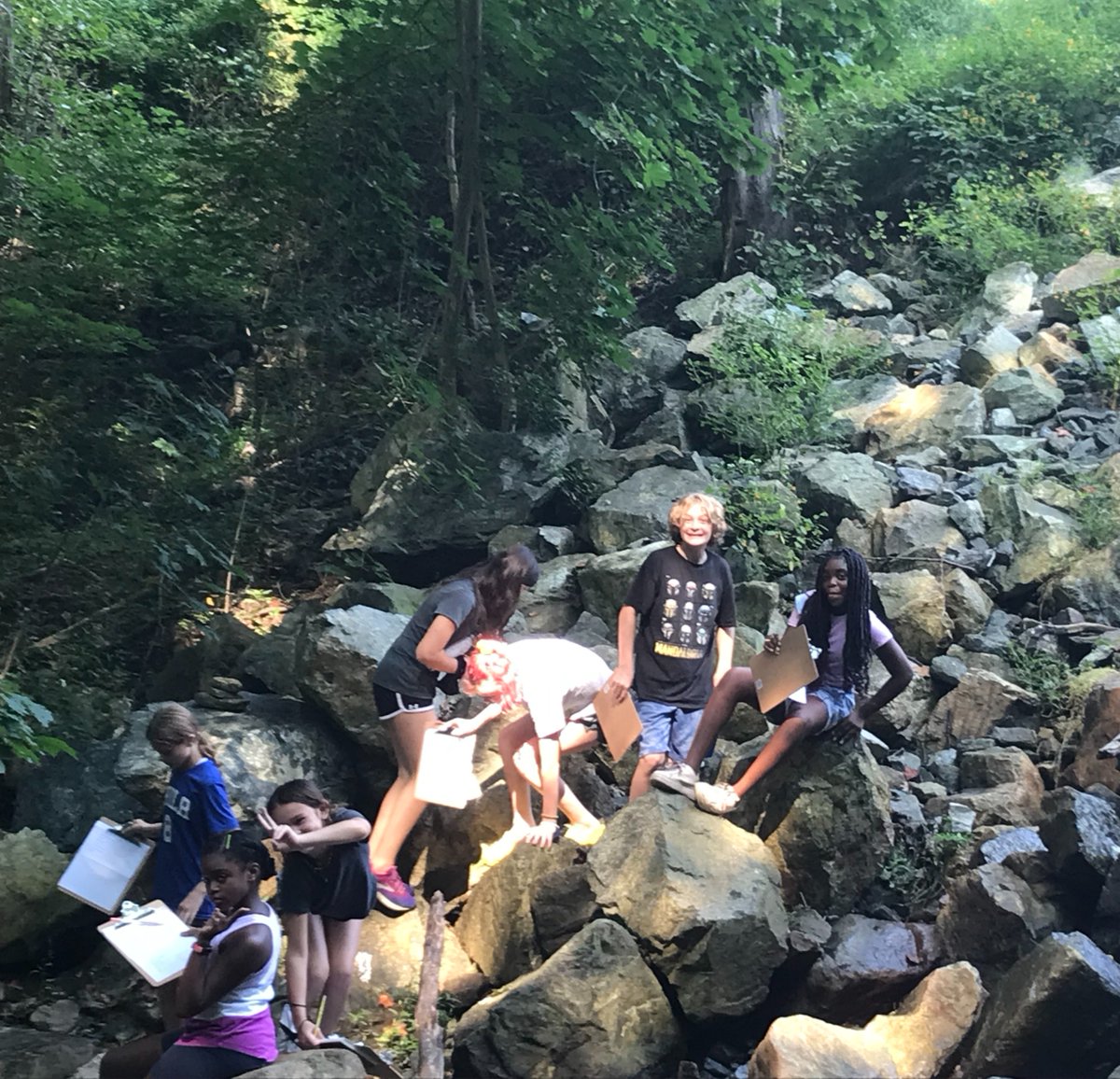 Our 6th graders took the science lab outside last month with T. Daryl at Glen Providence Park. Students sat quietly in nature, and used their other senses to experience different sounds &amp; smells. Students also reflected on being outside vs in class #mpfsquakered #thisisquakered