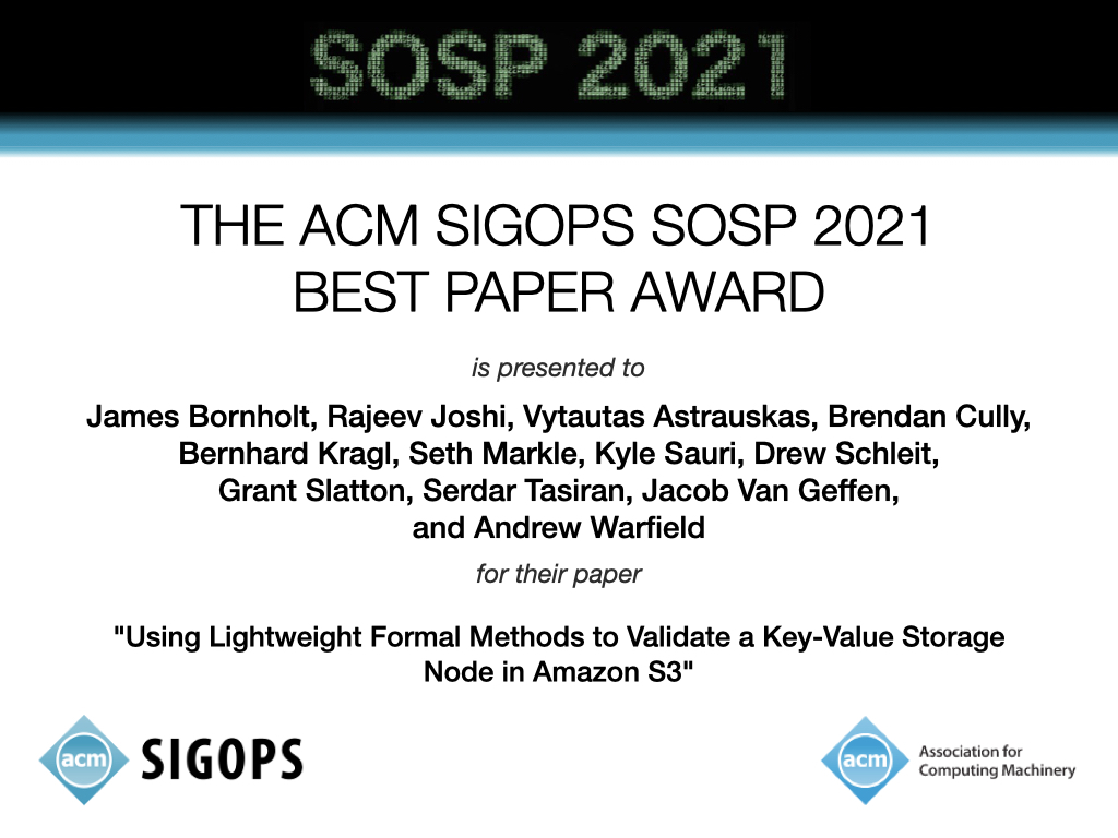 SOSP 2021 on Twitter ""Using Lightweight Formal Methods to Validate a
