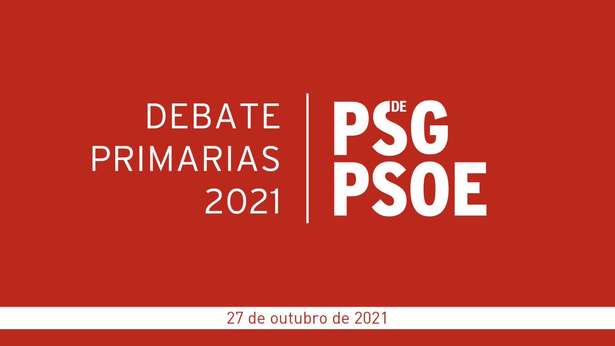 socialistas_gal's tweet photo. 📅 AXENDA #PrimariasPSdeG 

Mércores 27 de outubro ás 23.00, debate dos candidatos á Secretaría Xeral do PSdeG-PSOE, @G_Caballero_M e @VGFormoso_PSOE

👉🏻Na web: https://t.co/evS1gTRJax
👉🏻FB: https://t.co/bw99mlnHnC
👉🏻YouTube: https://t.co/oQB8L4c1cD
👉🏻TW: https://t.co/HT8H7QI7aK https://t.co/1igkE6MBgz