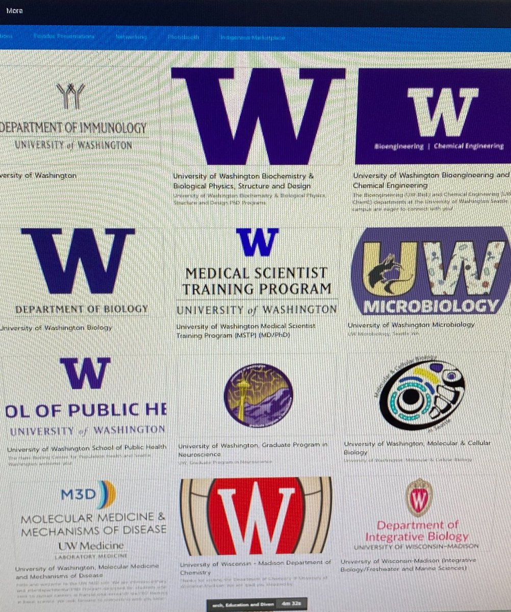 Stoked that the <a href="/UW/">University of Washington</a> “aisle” at #2021NDiSTEM is still going strong w 10 different departments and programs represented!! Yay @UWSACNAS!!