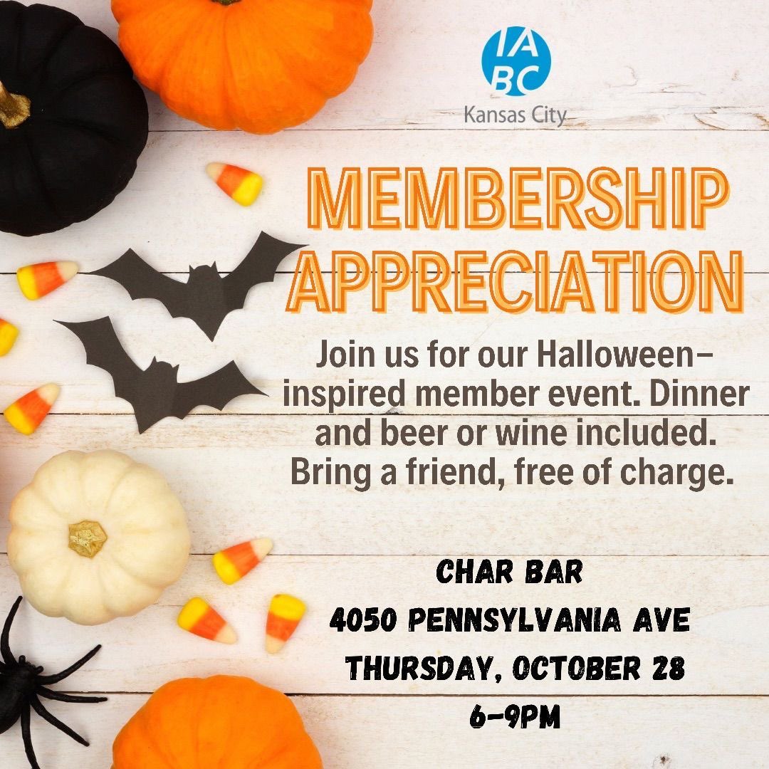 LexiRyan1's tweet photo. THIS THURSDAY. Join KC IABC for our FREE Halloween-inspired Membership Appreciation Event - bring a friend. :) 

Dinner, beer and wine are included!!

Thursday, October 28, 2021 • 6-9pm
Char Bar in KCMO
Register today here: https://t.co/4ForL5O7ve. https://t.co/FXzJwT8Ngd