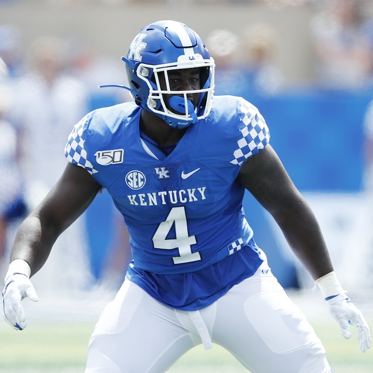 PFF_College's tweet photo. Kentucky’s Josh Paschal is the only ED with 80+ grades as both a pass rusher and run defender 💥 https://t.co/cYj7usD3S1