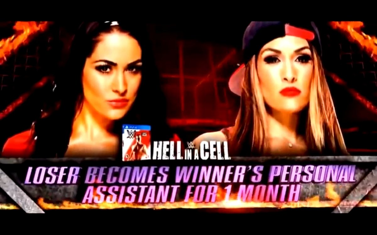 #todayinwwehistory
October 26th 2014
WWE HELL IN A CELL 
Loser becomes the winners assistant for 1 month
BRIE bella vs nikki bella https://t.co/pEYXHwbjDt
